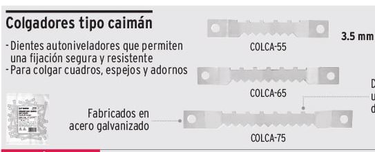 COLGADOR PARA CUADROS TIPO CAIMAN 65MM