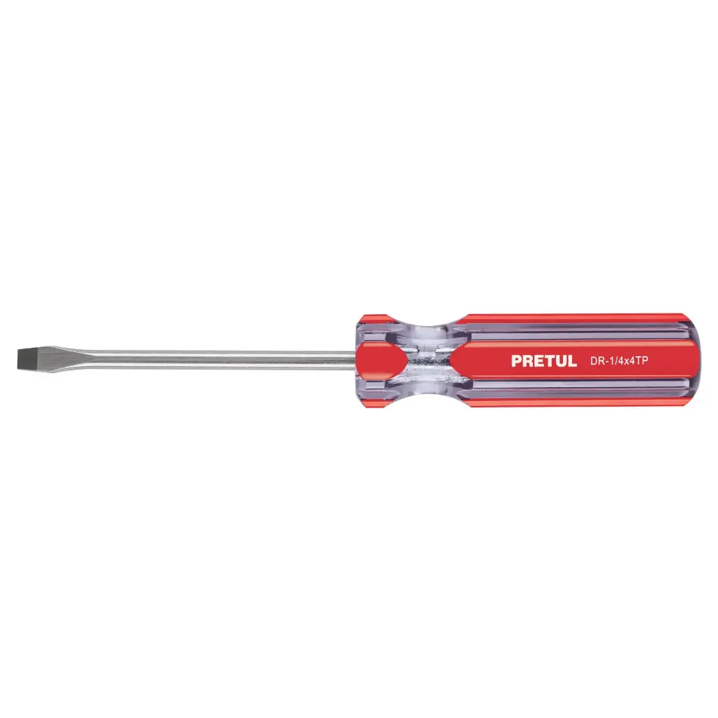 21459 Desarmador plano 1/4 x 4' mango de PVC, Pretul DR-1/4X4TP