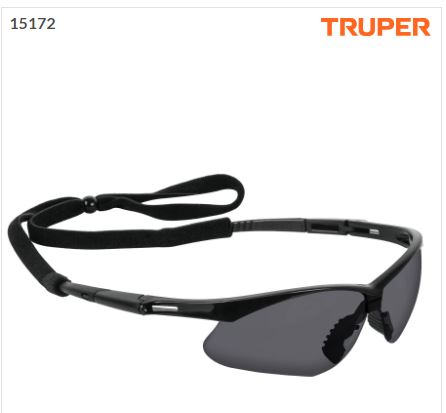 15172 Lentes seguridad grises antiempaño c/cordón ajustable, Sport LESP-SN