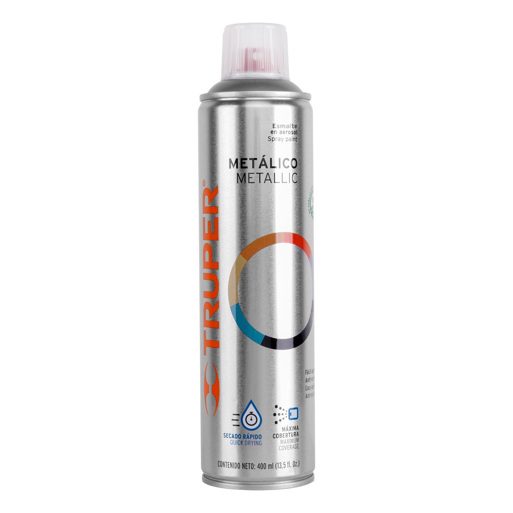 19059 Pintura en aerosol, plata metálico, 400 ml, Truper PAM-PL