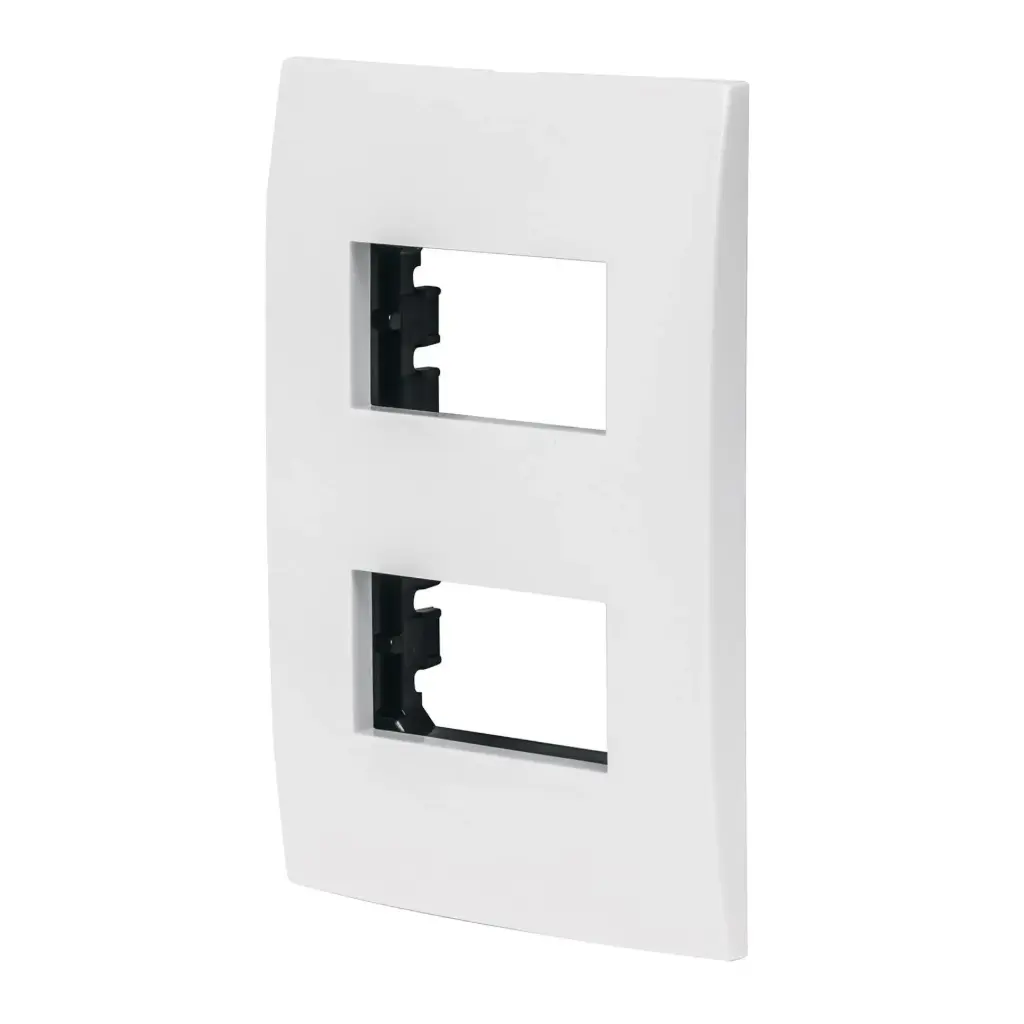48304 Placa 2 módulos de ABS, línea Oslo, color blanco, Volteck PPDO-OB