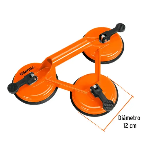 [100762] 100762 Ventosa de aluminio para vidrio, 3 copas de succión, Truper VEVI-3A