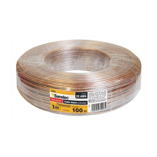 [1093] 1093 Cable p/bocina 22AWG transpare SANELEC