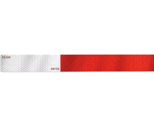 [CINTA-METRO-REFLEJANTE] CINTA REFLEJANTE  BICOLOR ROJO C/ BLANCO  2"  X 50 MTS