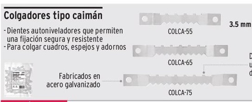 [49382] COLGADOR PARA CUADROS TIPO CAIMAN 65MM