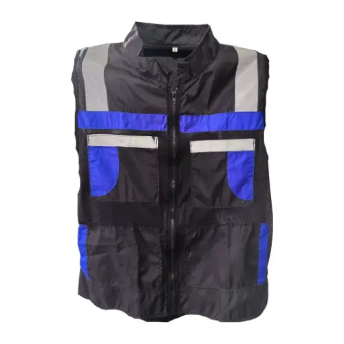 [CHSNARG] CHSNARG CHALECO  GRANDE SPORT NEGRO C/ AZUL REY GRANDE MALLA FINA EN LA ESPALDA Y PECHO