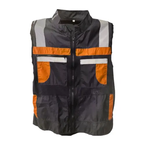 [CHSNNG] CHSNNG CHALECO SPORT NEGRO CON NARANJA GRANDE MALLA FINA EN LA ESPALDA Y PECHO