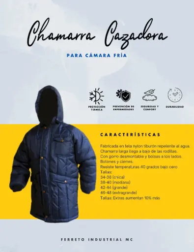 [CHAMZL-G] CHAMZL-G CHAMARRA LARGA DE PROTECCIÓN TÉRMICA CONTRA BAJAS TEMPERATURAS TIPO CAZADOR CON GORRO, GRANDE