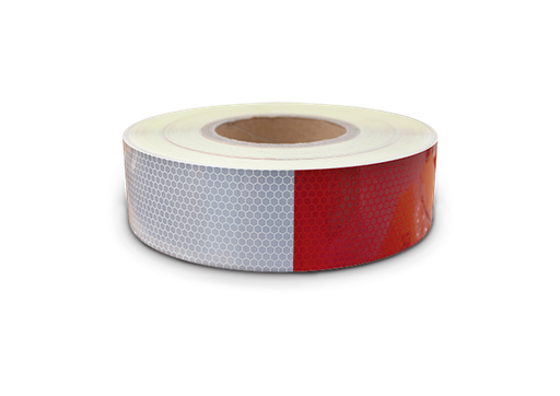 [DOT-C2] CINTA REFLEJANTE  BICOLOR ROJO C/ BLANCO  2"  X 45 MTS DOT-C2