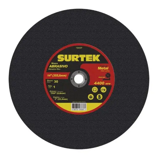 [123337] 123337 Disco abrasivo tipo 1 para metal 14" x 7/64" Surtek
