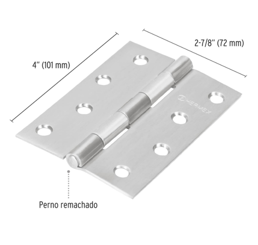 [43205] 43205 Bisagra rectangular 4' acero inoxidable, Hermex BR-404