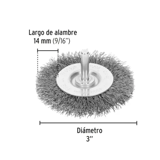 [21003] 21003 Carda circular 3' alambre grueso para taladro, Pretul CA-3P