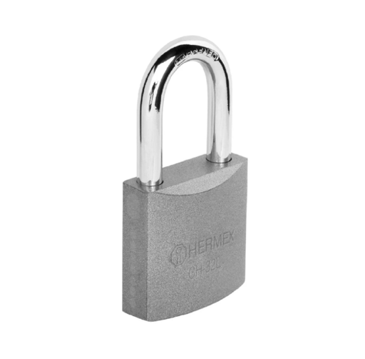 [43793] 43793 Candado de hierro 32 mm gancho largo en caja, Hermex CH-32L