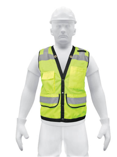 [13483] 13483 Chaleco seguridad reforzado verde con bolsas, G, Expert CHS-800V-L