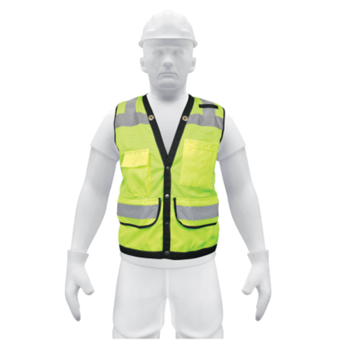 [13482] 13482 Chaleco seguridad reforzado verde con bolsas, M, Expert CHS-800V-M