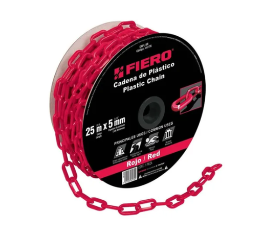 [44186] 44186 Metro de cadena de 8 mm de plástico roja, carrete de 25 m CAPL-8R