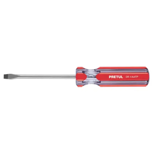 [21459] 21459 Desarmador plano 1/4 x 4' mango de PVC, Pretul DR-1/4X4TP