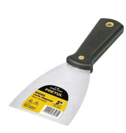 [21523] 21523 Espátula rígida 3' con mango de plástico, Pretul E-3R