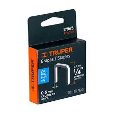 [17965] 17965 Caja con 1000 grapas 1/4' corona 10.7 mm para ET-50, Truper ET-50-1/4