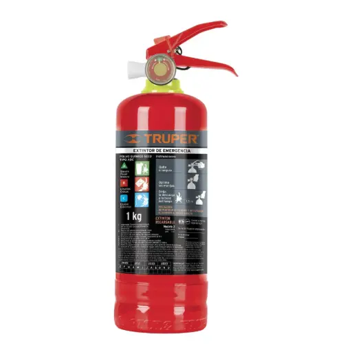 [100276] 100276 Extintor portátil recargable 1 kg, polvo tipo ABC, Truper Ext-1000