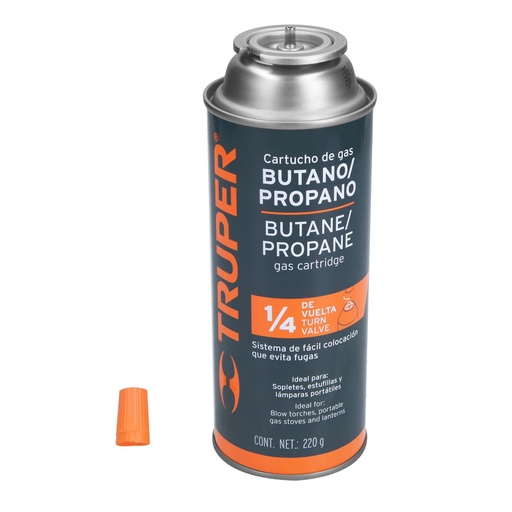 [11920] 11920 Lata de gas de 220 g válvula de 1/4 de vuelta, Truper GAS-220X