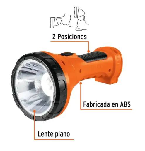 [16005] 16005 Linterna plástica 1 LED 150 lm recargable, Truper LILE-9T