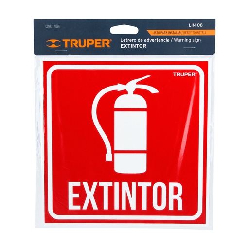 [18434] 18434 Letrero de señalización 'EXTINTOR', 19 x 19 cm, Truper LIN-08