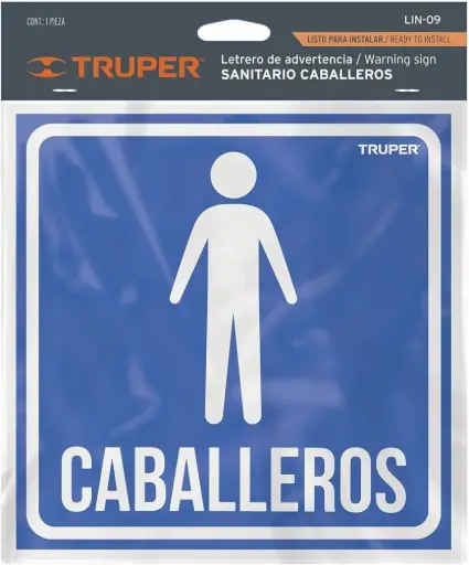 [18474] 18474 Letrero de señalización 'CABALLEROS', 19 x 19 cm, Truper LIN-09