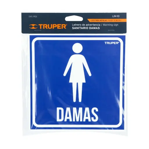 [18478] 18478 Letrero de señalización 'DAMAS', 19 x 19 cm, Truper LIN-10