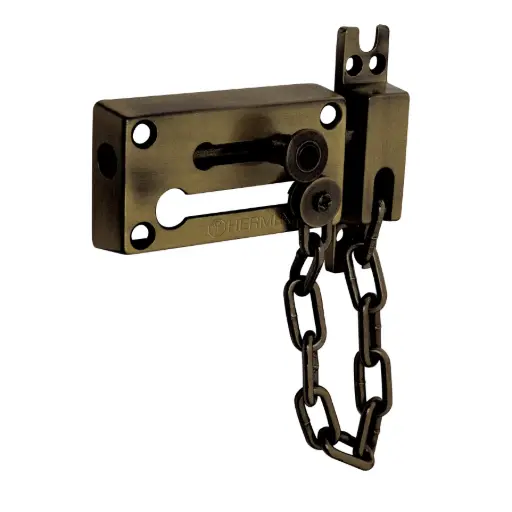 [43708] 43708 Pasador con cadena para puerta, acabado latón antiguo PACA-2