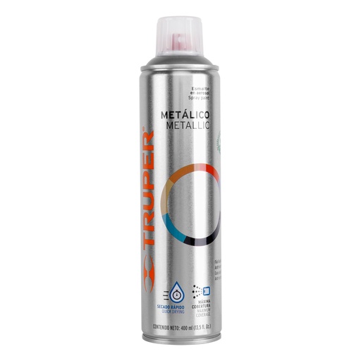 [19059] 19059 Pintura en aerosol, plata metálico, 400 ml, Truper PAM-PL