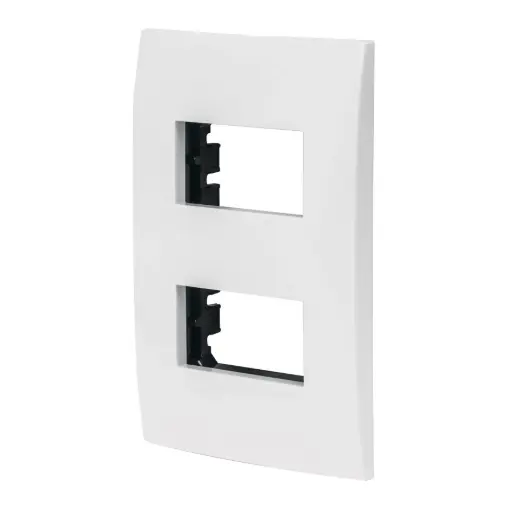 [48304] 48304 Placa 2 módulos de ABS, línea Oslo, color blanco, Volteck PPDO-OB