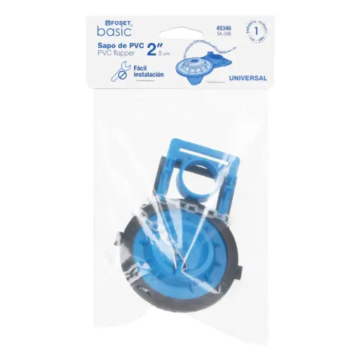 [49346] 49346 Sapo de 2' de PVC para WC, azul, con cadena plástica, Foset SA-006